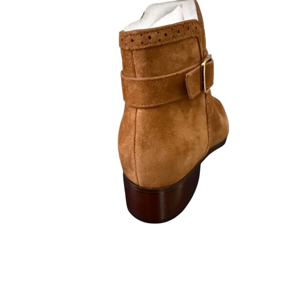 Cole Haan Womens Brown Suede Side Zip Up Norella Buckle Ankle Bootie Sz 9 B New - Picture 6 of 13